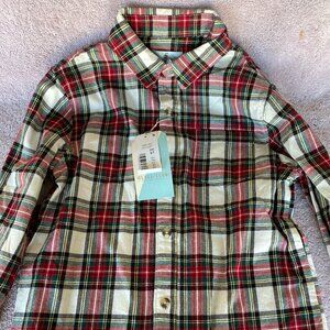The Class/Club Boys Red Ivory Plaid Flannel Shirt Size 6/7 NWT Holiday Style